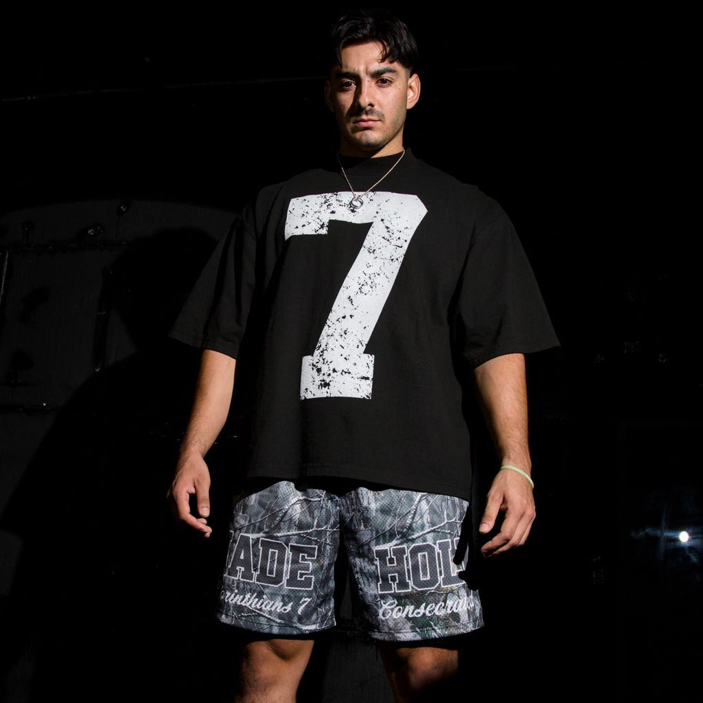 70x7 Drop Shoulder Tee (Super Oversized) - Black