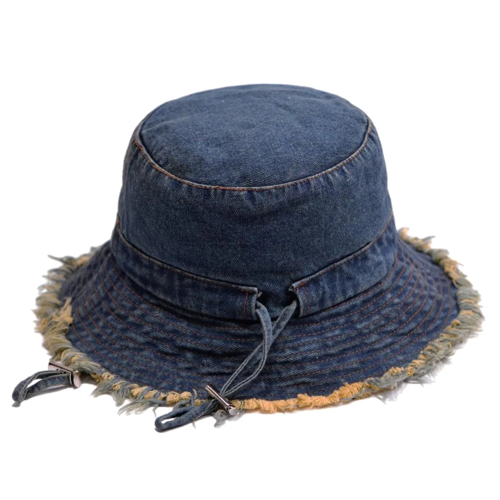Streetwear Fashion Distressed Denim Bucket Hat
