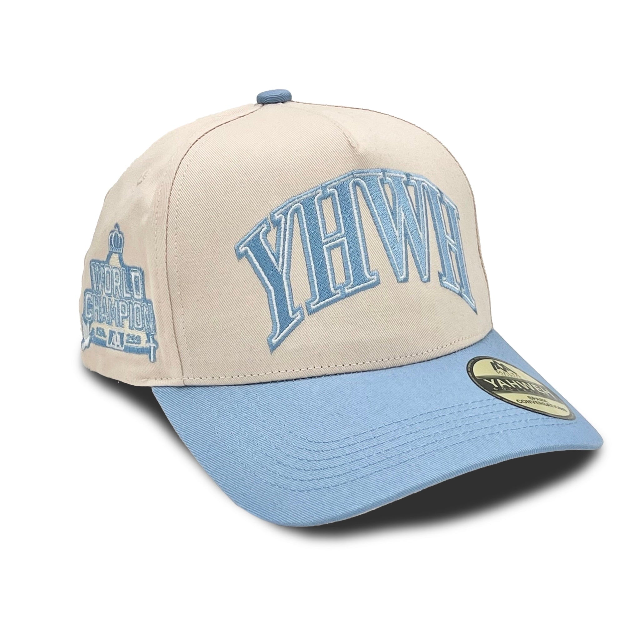 YHWH Structured SnapBack - Cream/Baby Blue