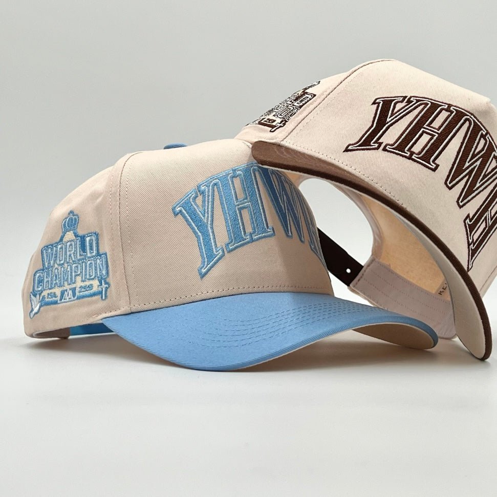 YHWH Structured SnapBack - Cream/Baby Blue